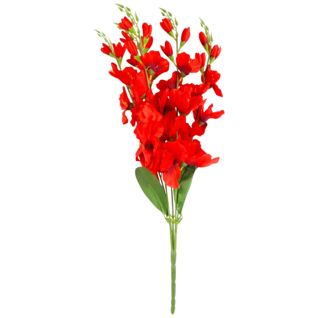 BUKIET 5 GAŁĄZEK MIECZYKÓW czerwona GLADIOLA 67 cm — zdjęcie 2