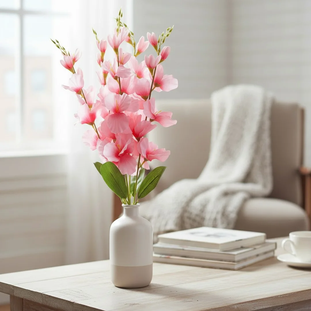 BUKIET 5 GAŁĄZEK MIECZYKÓW jasno-różowa GLADIOLA 67 cm — zdjęcie 5