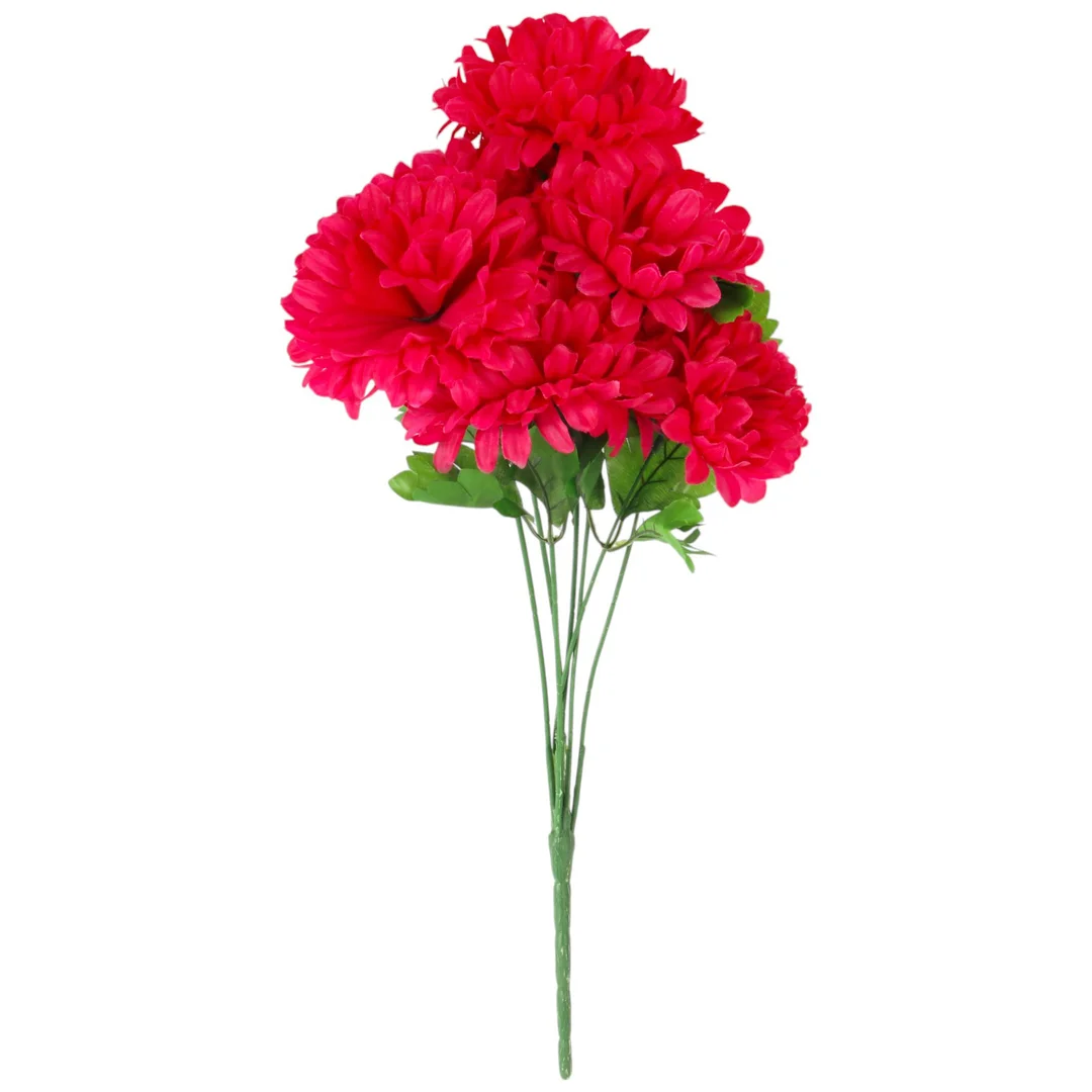 Bukiet 7 chryzantem z paprotką w kolorze ciemno-różowym 55 cm — zdjęcie 2