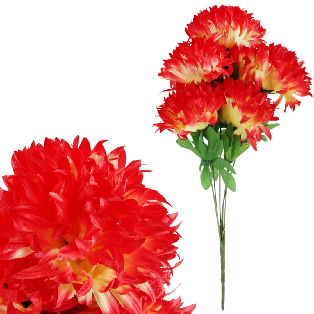 BUKIET 7 DUŻYCH CHRYZANTEM CIENIOWANYCH 58 CM KOLOR ŻÓŁTO-POMARAŃCZOWY — zdjęcie 6
