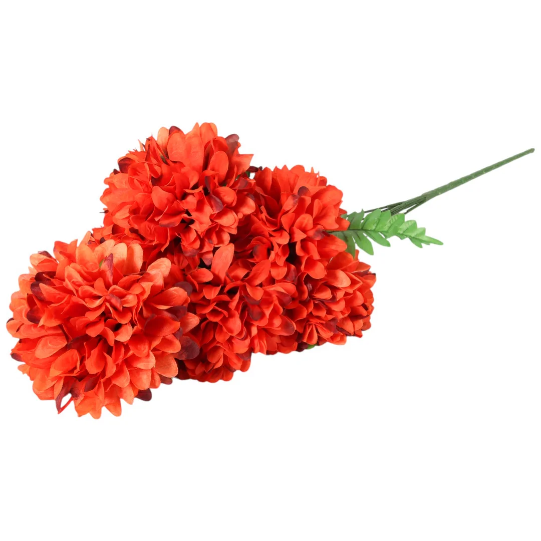 Bukiet 7 Dużych Chryzantem Sztucznych 72cm w Kolorze CZERWONYM — zdjęcie 4