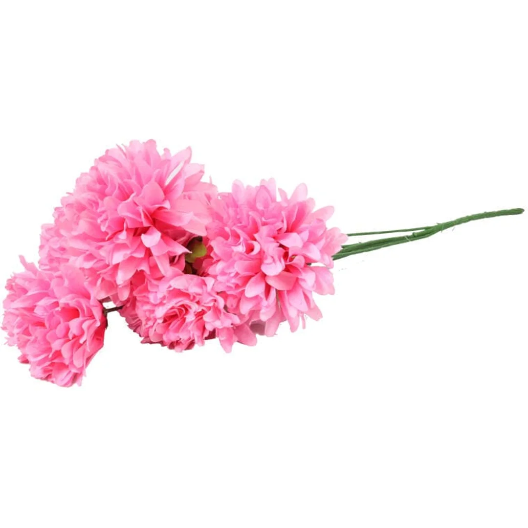 BUKIET 7 DUŻYCH SZTUCZNYCH CHRYZANTEM RÓŻOWYCH 80CM — zdjęcie 2