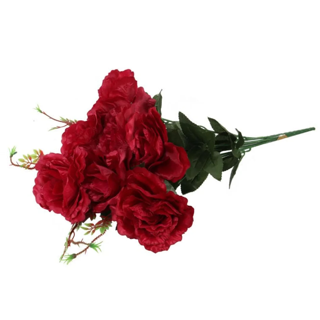 BUKIET 7 RÓŻ KWIAT SZTUCZNY BORDO 70 CM — zdjęcie 2