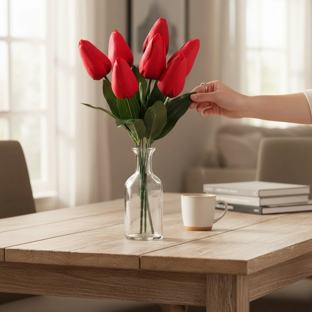 BUKIET 7 TULIPANÓW pomarańczowy 34 cm — zdjęcie 35
