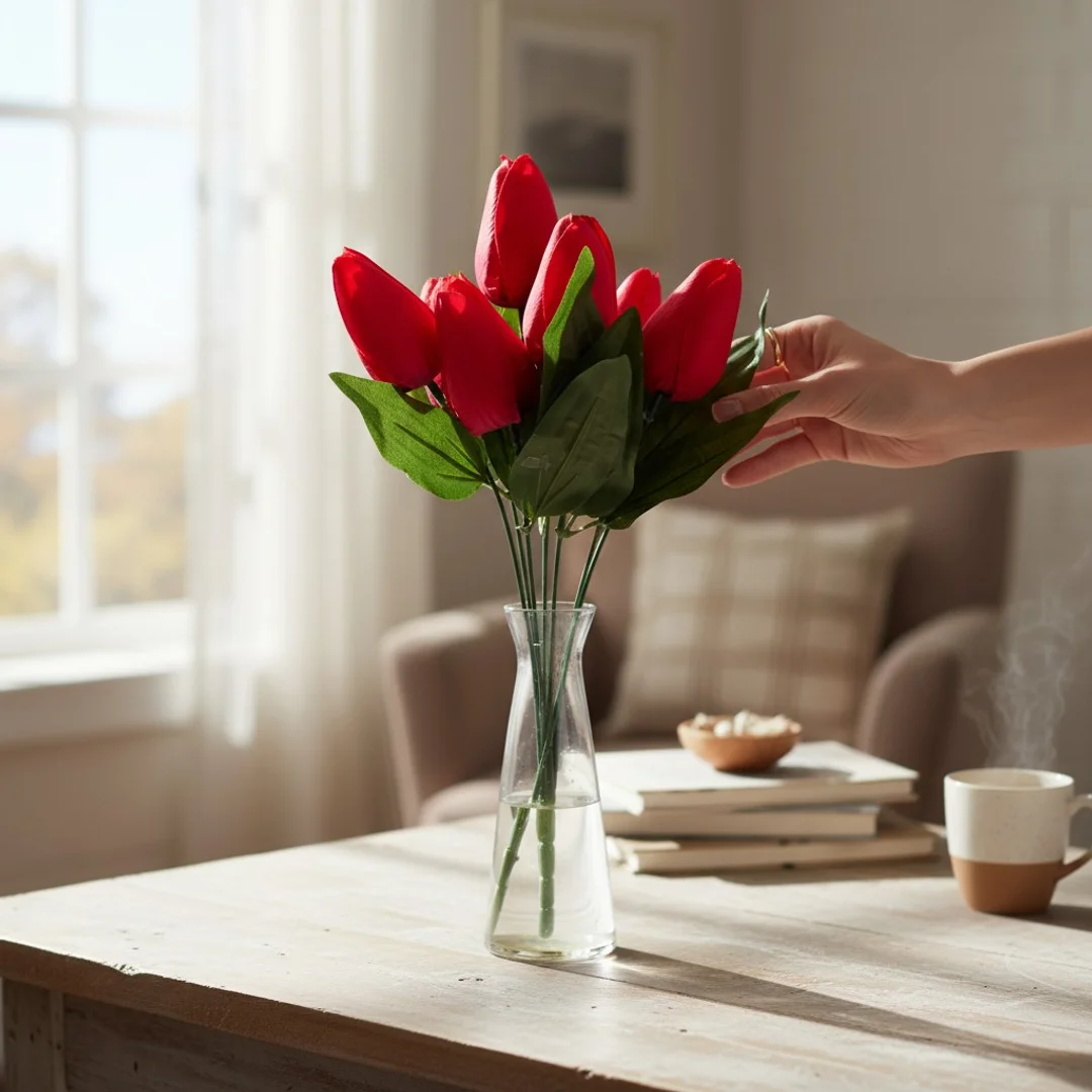 BUKIET 7 TULIPANÓW pomarańczowy 34 cm — zdjęcie 10