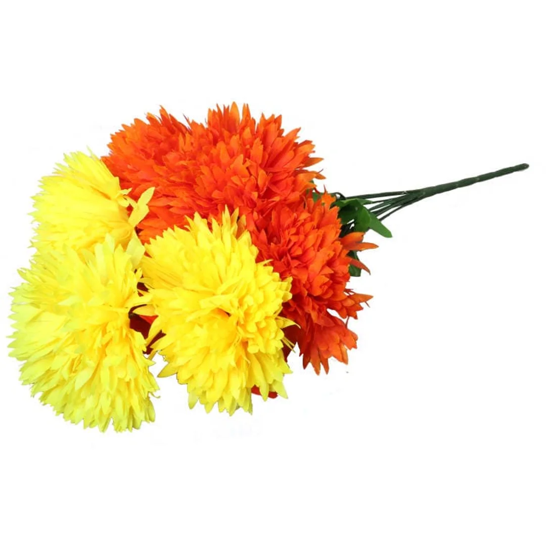Bukiet 9 chryzantem w kolorze pomarańczowo- żółtym 52 cm — zdjęcie 3