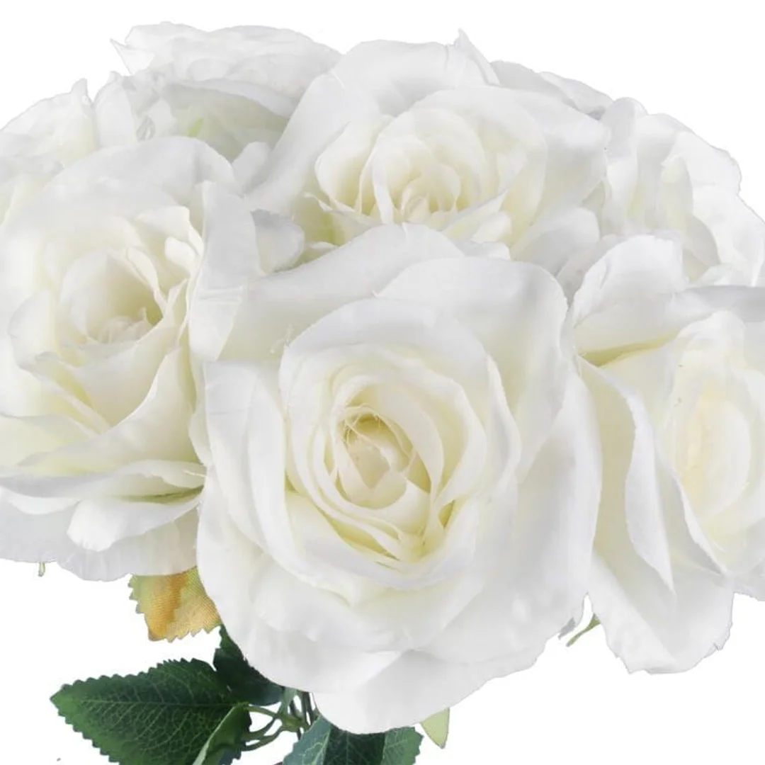 BUKIET 9 ELEGANCKICH RÓŻ 48 CM KOLOR BIAŁY — zdjęcie 2