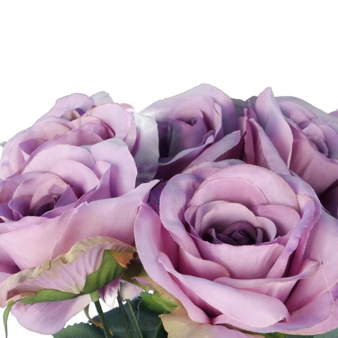 BUKIET 9 ELEGANCKICH RÓŻ 48 CM KOLOR FIOETOWY — zdjęcie 2