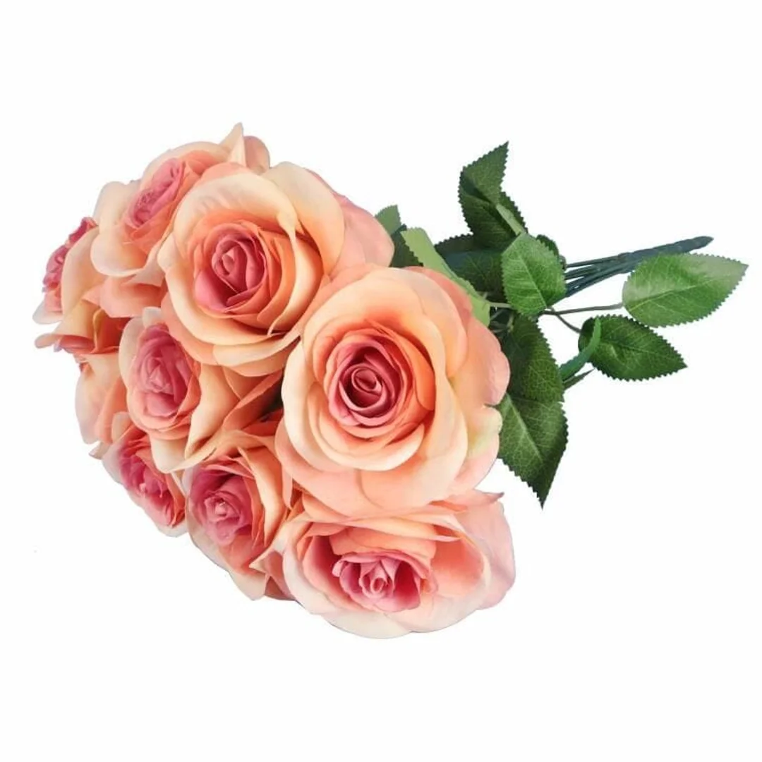 BUKIET 9 RÓŻ 44 CM KOLOR ŁOSOSIOWY — zdjęcie 3