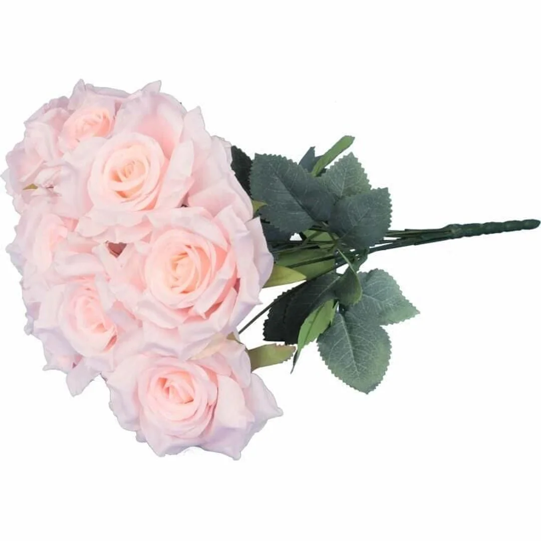 BUKIET 9 RÓŻ 48 CM KOLOR JASNY RÓŻ — zdjęcie 3