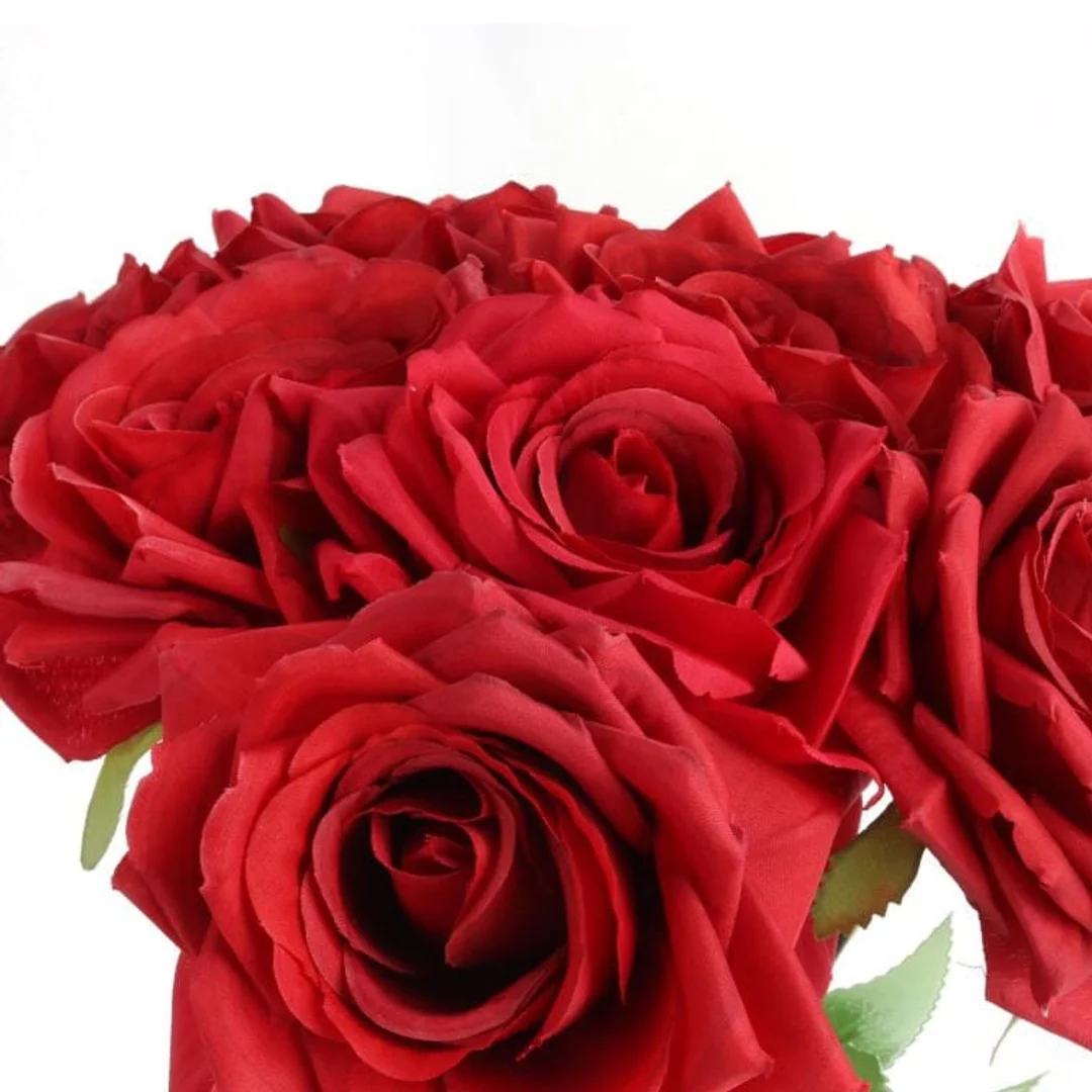 BUKIET 9 ROZWINIĘTYCH RÓŻ 48 CM KOLOR CZERWONY — zdjęcie 2