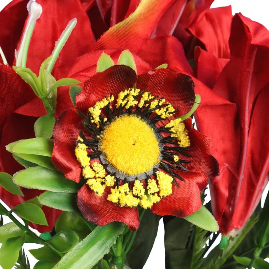 Bukiet 9 Sztucznych Czerwonych Lilii - Jesienna Dekoracja o Wysokości 56 cm — zdjęcie 4