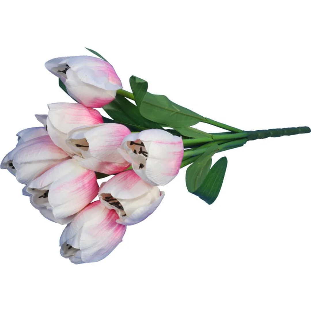 BUKIET 9 SZTUCZNYCH TULIPANÓW W KOLORZE JASNO RÓŻOWYM WYSOKOŚĆ 38CM — zdjęcie 3