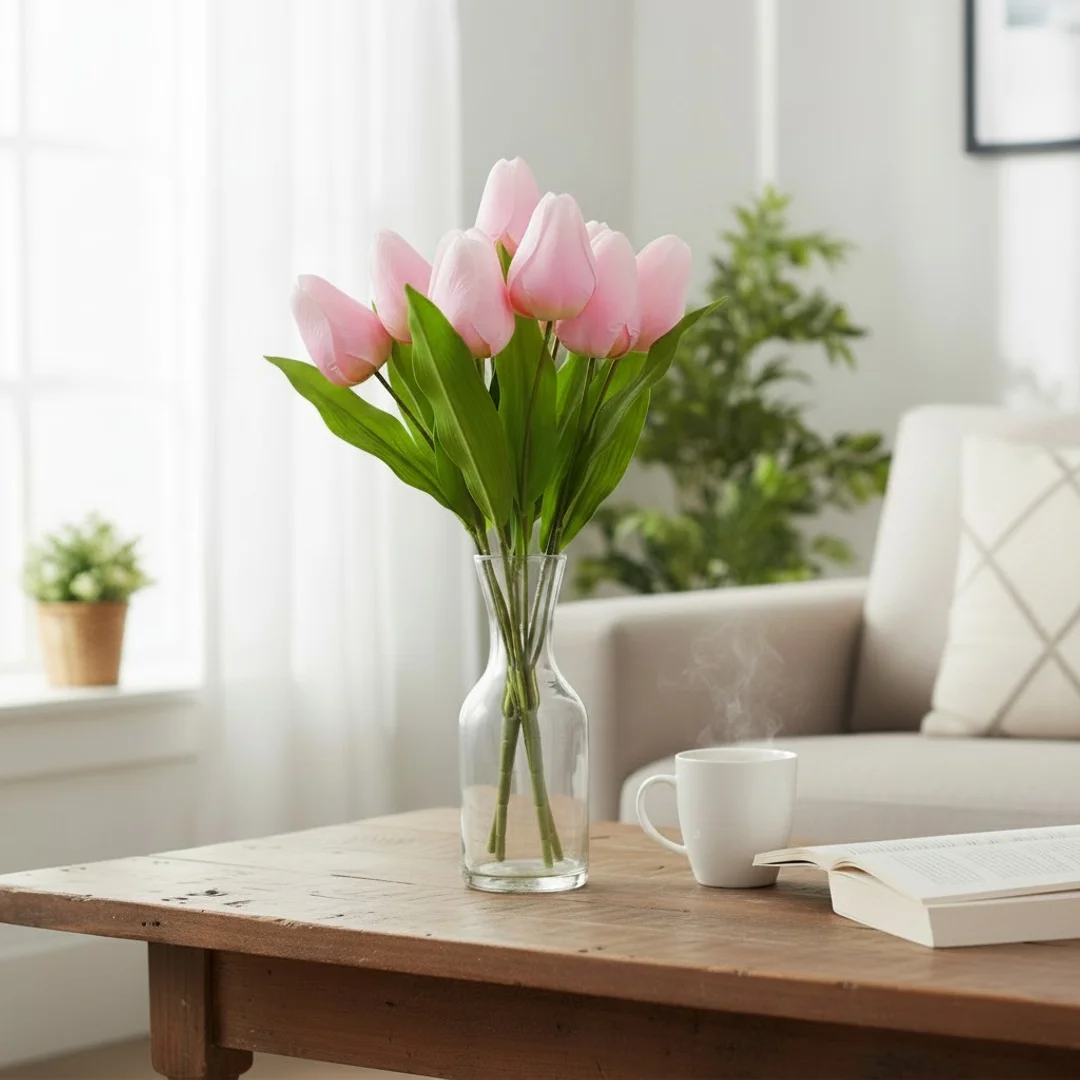 BUKIET 9 TULIPANÓW 44 CM KOLOR RÓŻOWO-ŻÓŁTY — zdjęcie 10