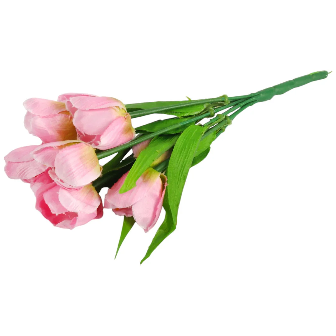 Bukiet 9 TULIPANÓW w kolorze JASNO-RÓŻOWYM 32 cm — zdjęcie 4