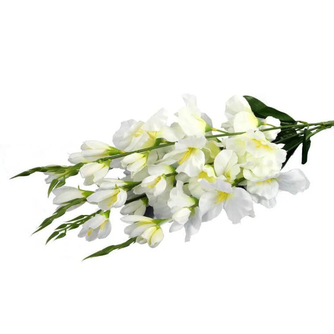 Bukiet białych gladioli sztucznych, naturalnie wyglądających, 65 cm — zdjęcie 3