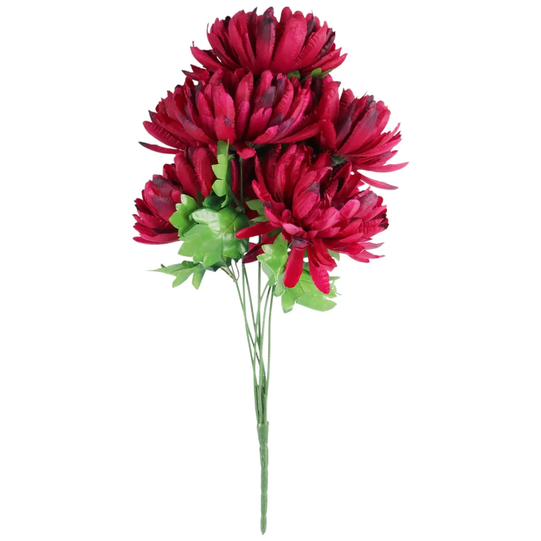BUKIET CHRYZANTEM 60CM PREMIUM KOLOR BORDOWY — zdjęcie 2