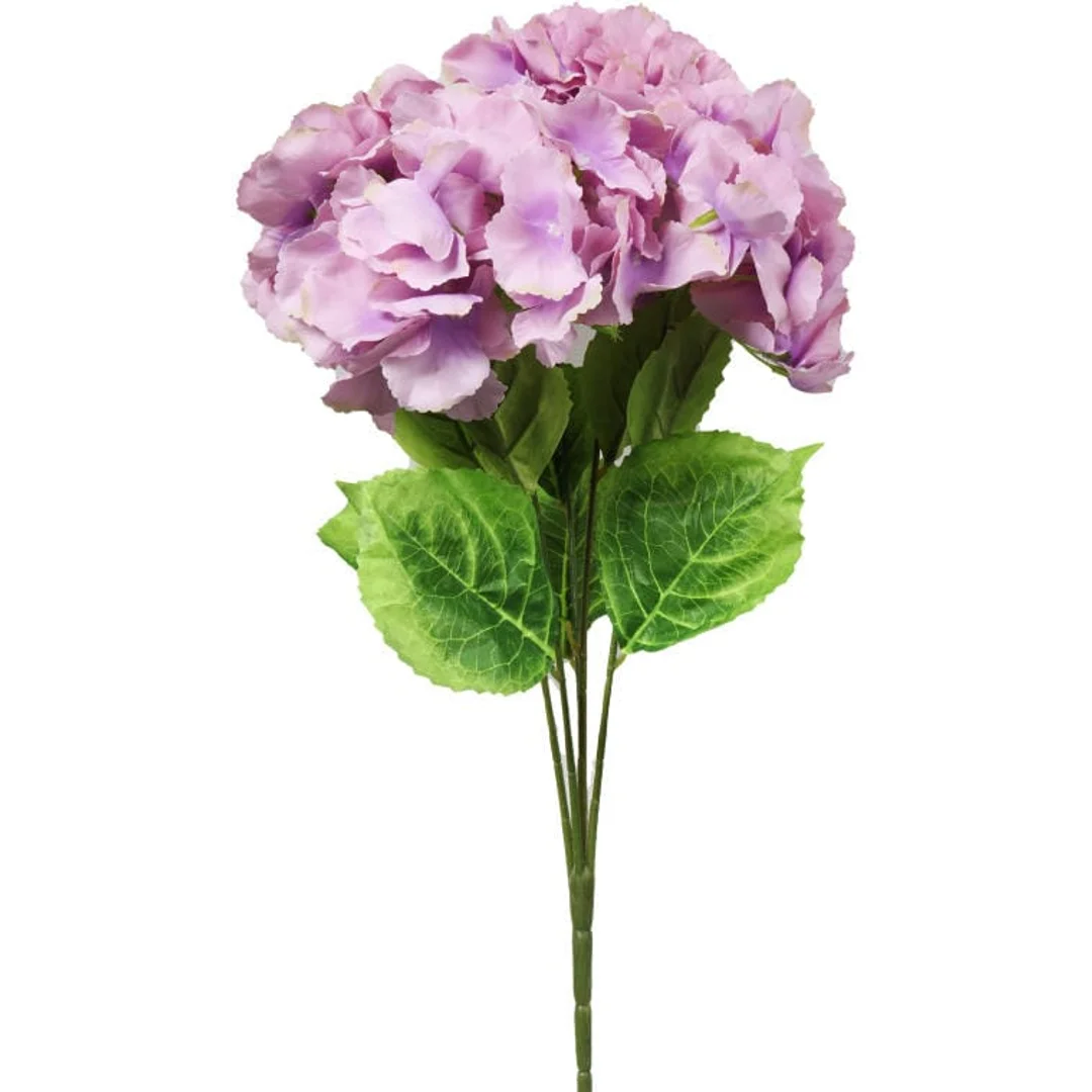 Bukiet czterech hortensji o barwie lilia-róż o wielkości 50 cm — zdjęcie 2