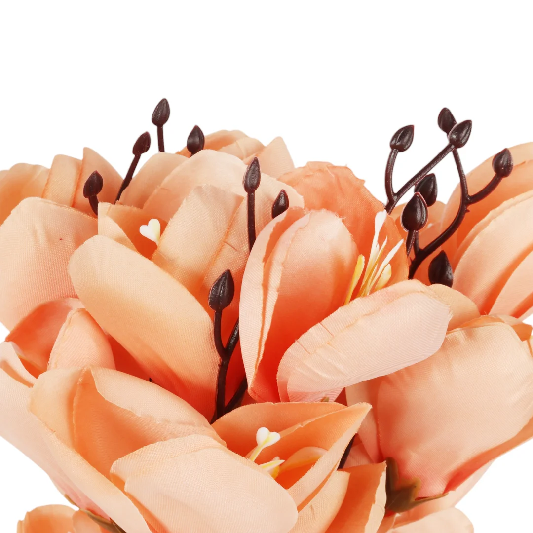 BUKIET MAGNOLII sztuczne kwiaty do wazonu KOMPOZYCJA łososiowa 37 cm — zdjęcie 3