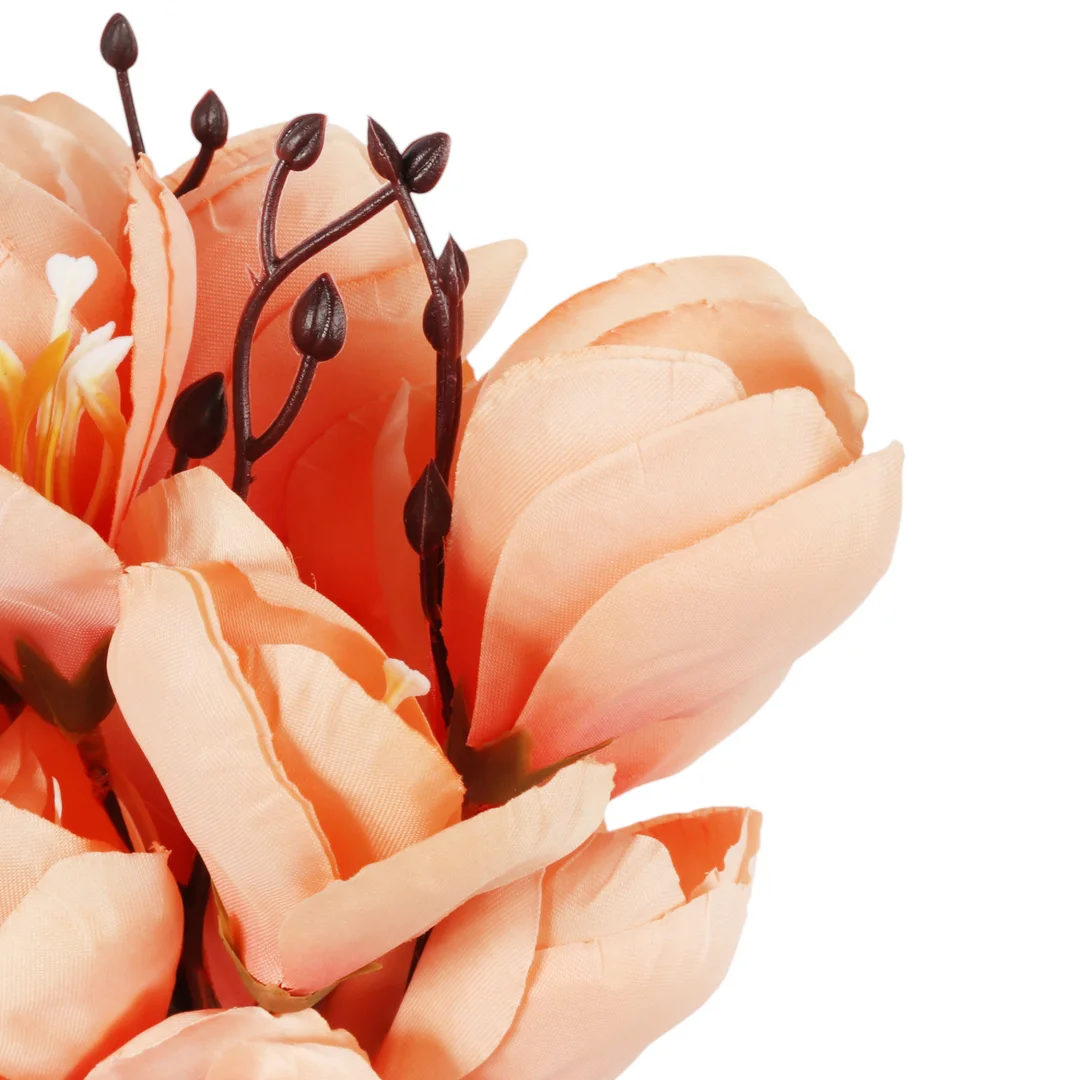 BUKIET MAGNOLII sztuczne kwiaty do wazonu KOMPOZYCJA łososiowa 37 cm — zdjęcie 4