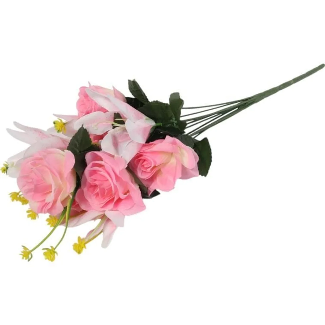 Bukiet mix lilii z różą 52 cm JASNO RÓŻOWY — zdjęcie 3