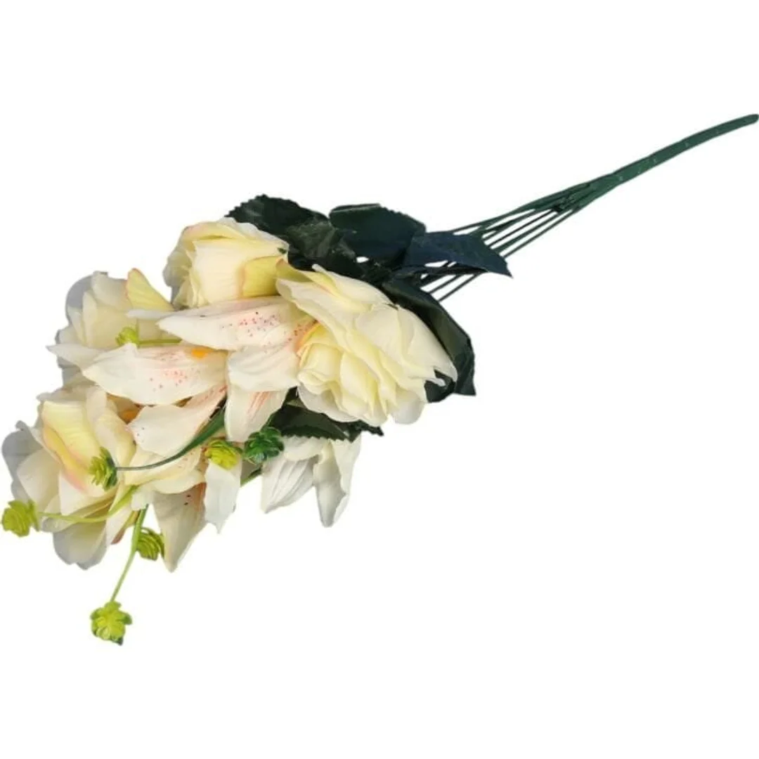Bukiet mix lilii z różą 52 cm KREMOWY — zdjęcie 3