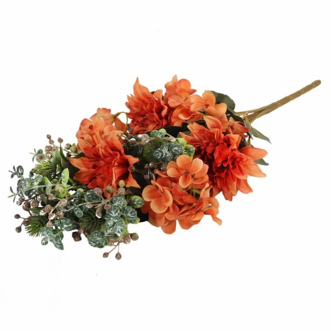 Bukiet płaski z hortensją 48 cm POMARAŃCZOWY — zdjęcie 3