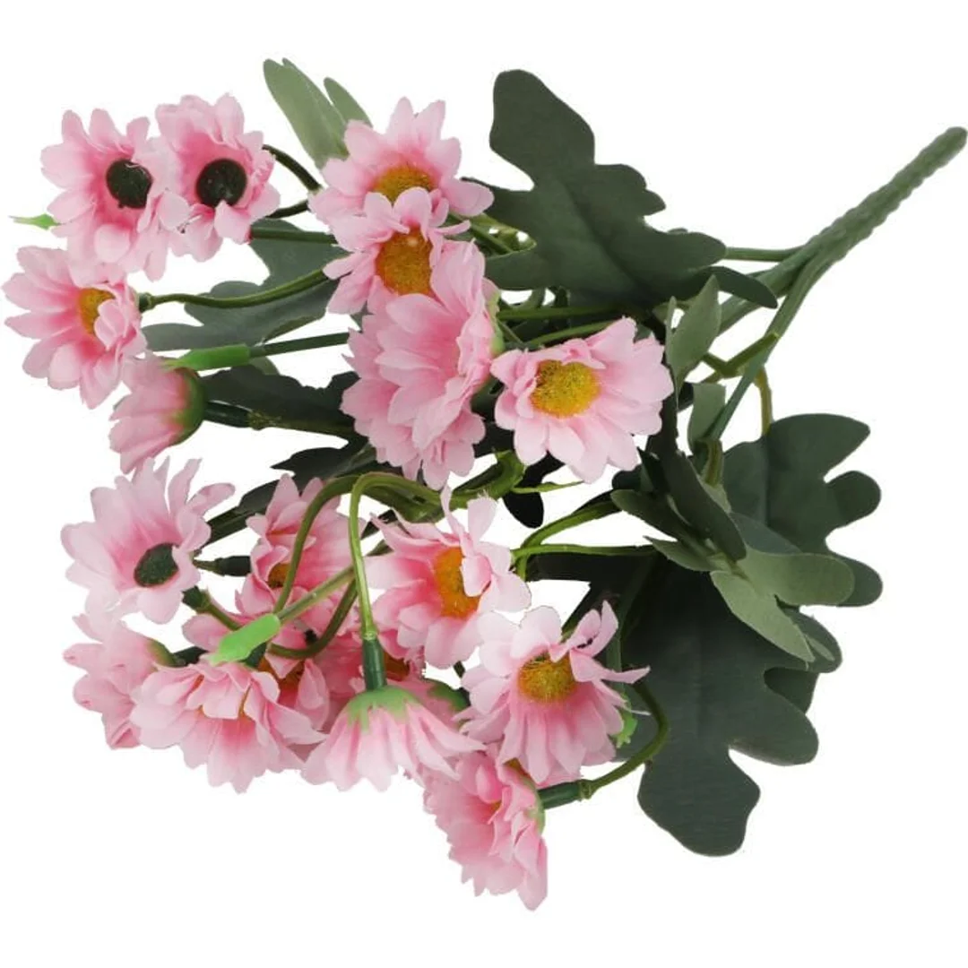 BUKIET RÓŻOWYCH MARGARETEK - 5 GAŁĄZEK - SZTUCZNE KWIATY O WYSOKOŚCI 32 CM — zdjęcie 3