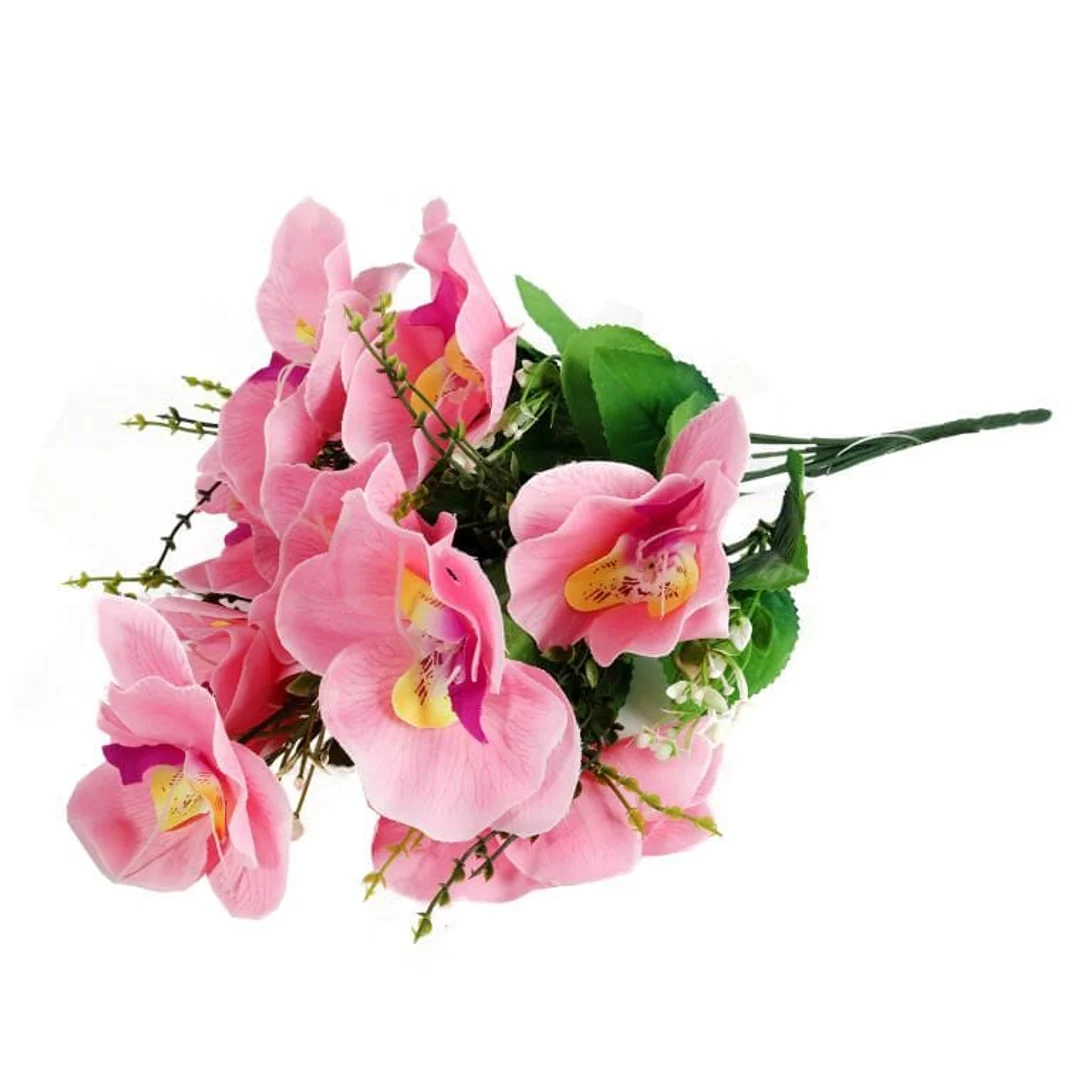 Bukiet Sztucznych Orchidei w Jasnoróżowym Kolorze - 10 Sztuk, 45 cm Wysokości — zdjęcie 3