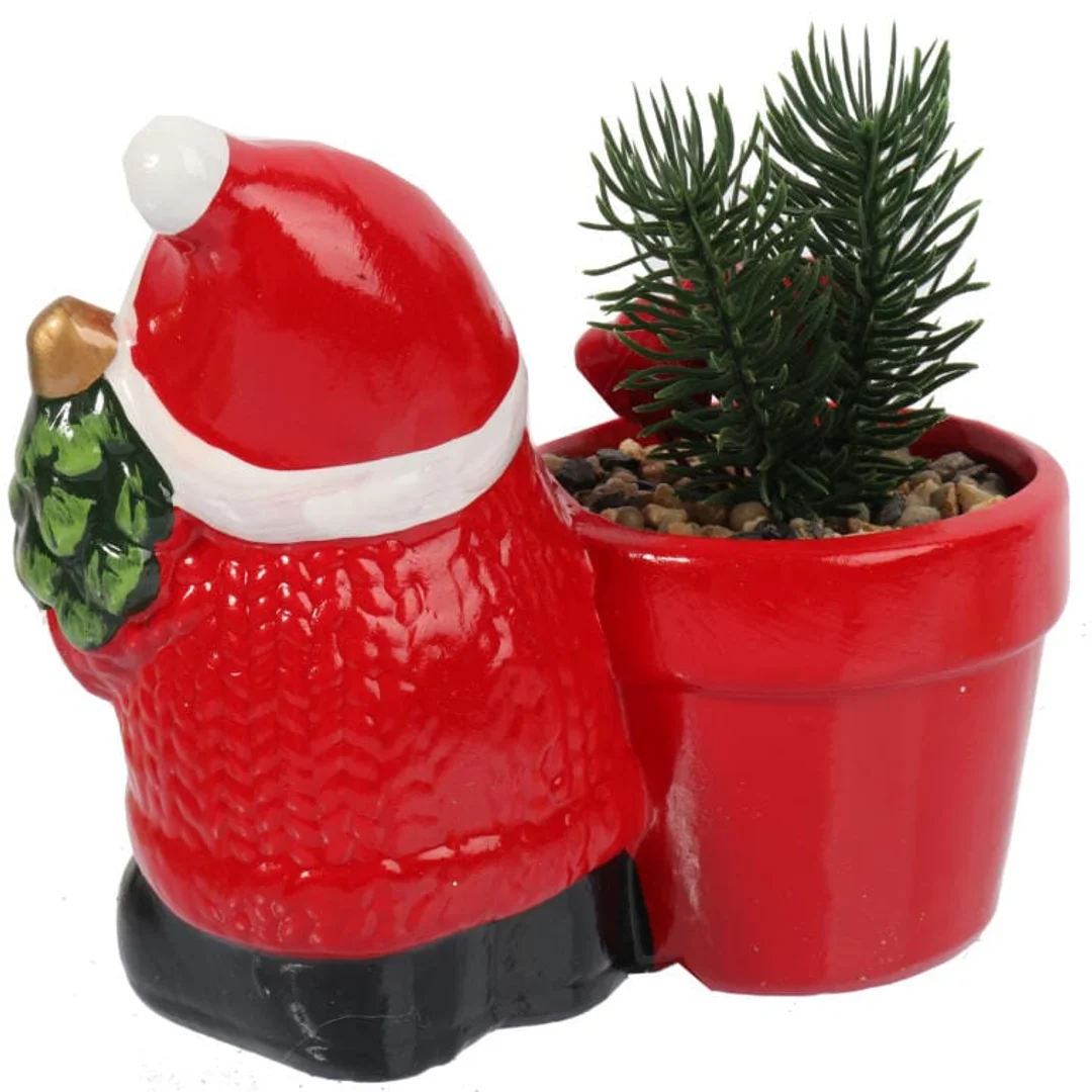 Ceramiczna ozdoba świąteczna Mikołaj z sukulentem II — zdjęcie 3