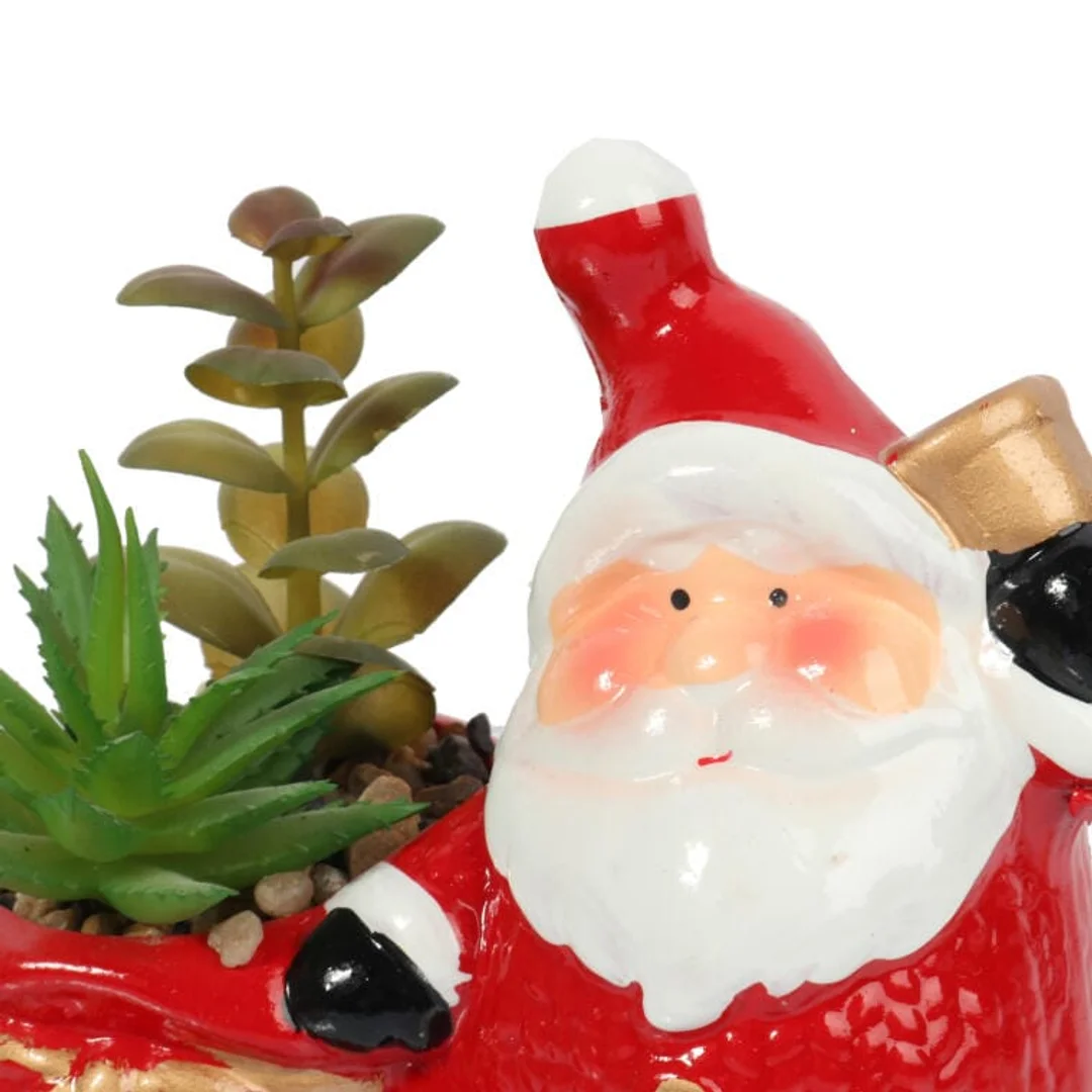 Ceramiczna ozdoba świąteczna Mikołaj z sukulentem III — zdjęcie 2