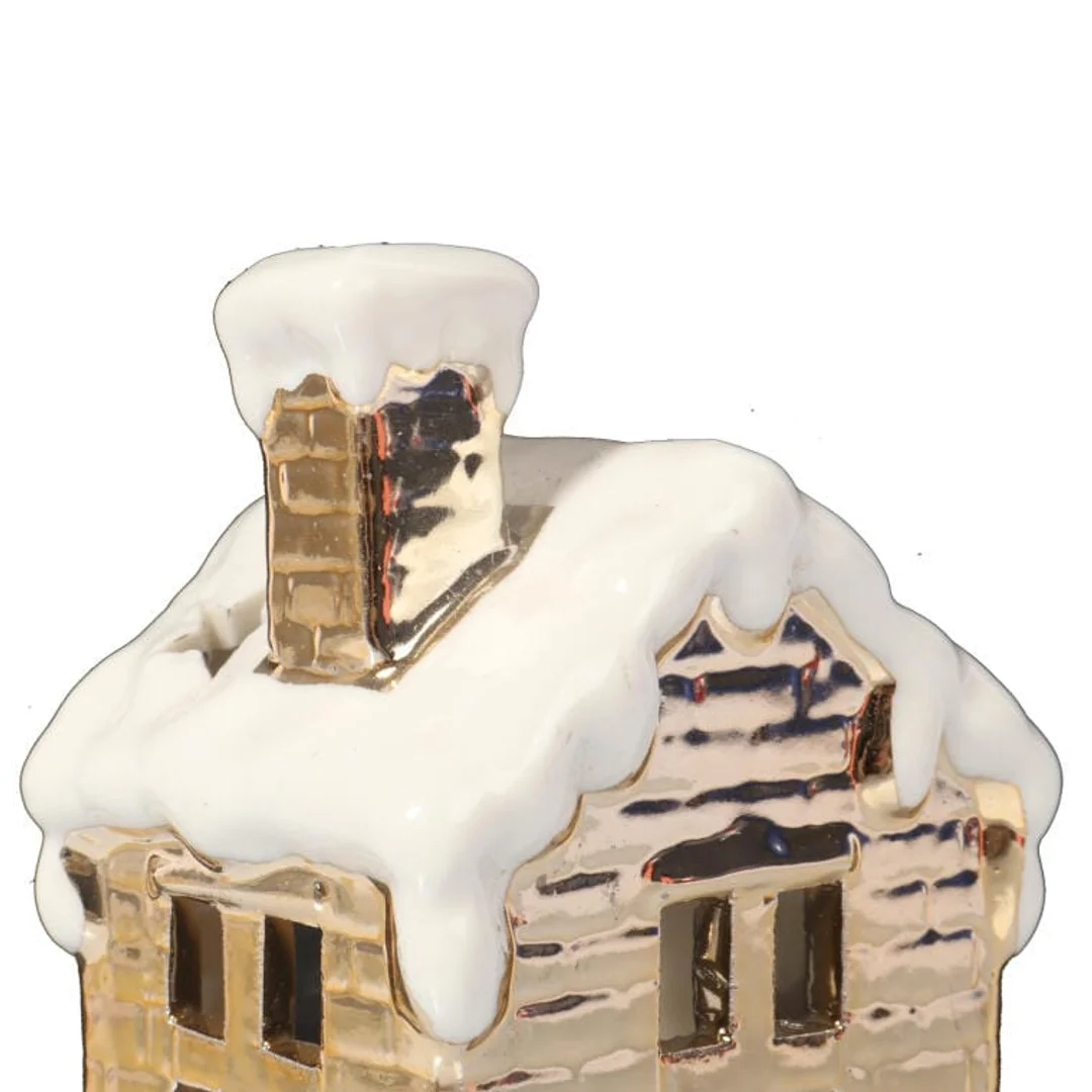 Ceramiczny świąteczny lampion na tealight domek 9 cm — zdjęcie 2