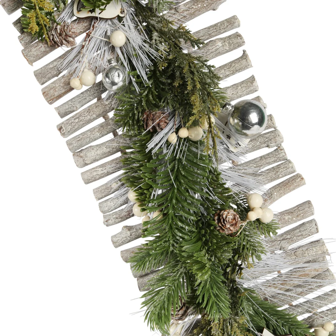 CHOINKA- DEKORACJA ŚCIENNA DO POWIESZENIA 85 CM SREBRNA — zdjęcie 5