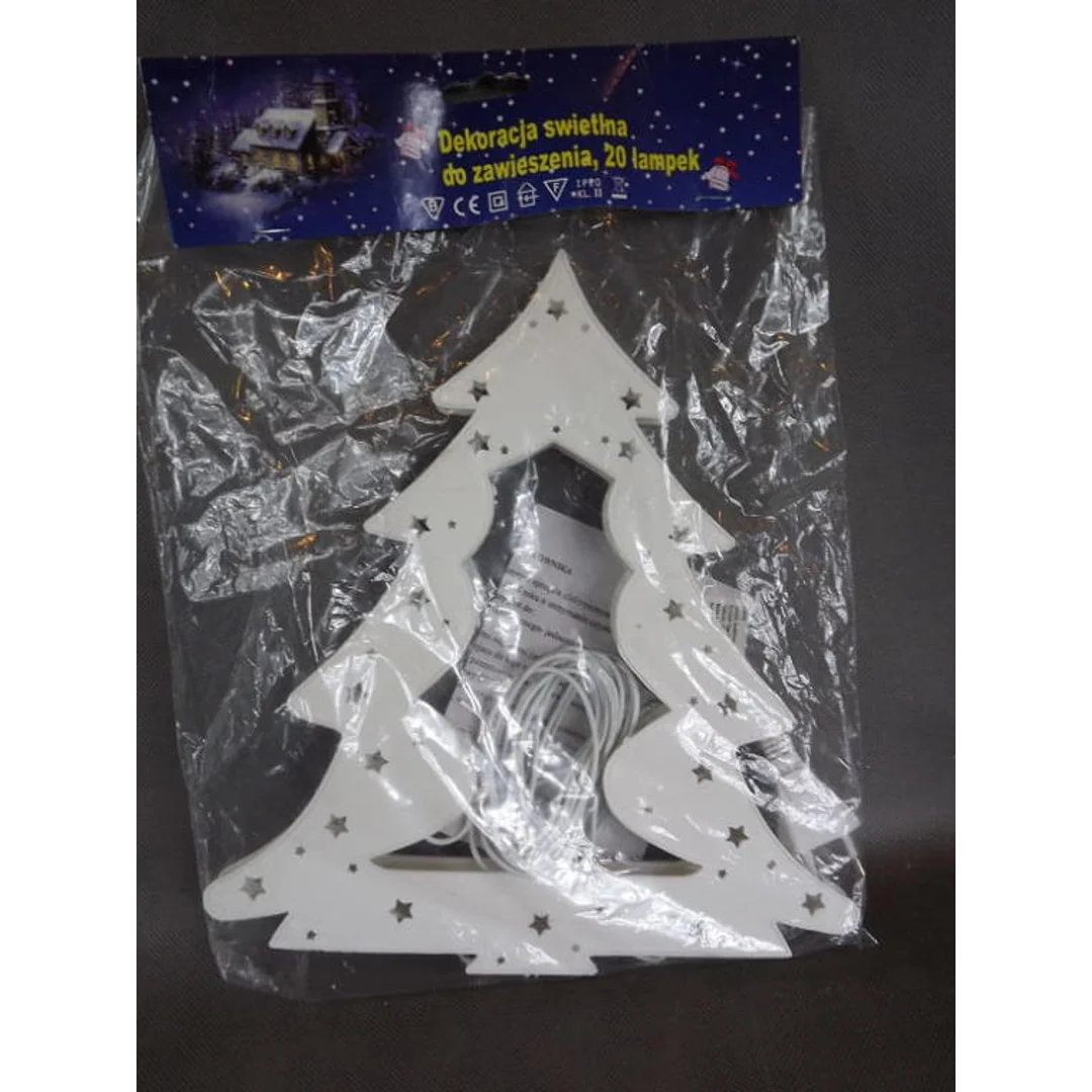 Choinka Świetlna Dekoracyjna z 20 Lampkami, Biała, 30x27cm, Zasilanie Sieciowe — zdjęcie 3