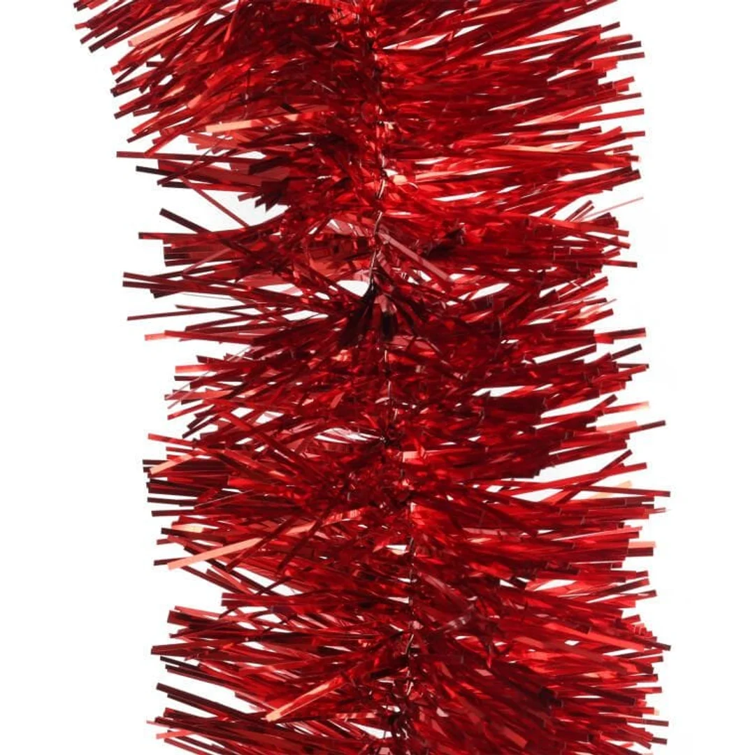 Czerwony łańcuch choinkowy Goliat, z metalizowanej folii, 10cm szerokości, 3m długości — zdjęcie 3