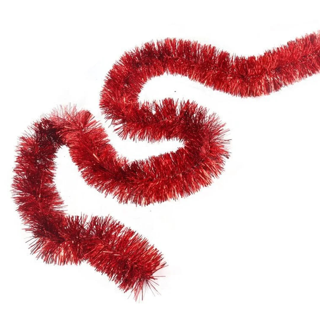 Czerwony łańcuch choinkowy Goliat, z metalizowanej folii, 10cm szerokości, 3m długości — zdjęcie 4