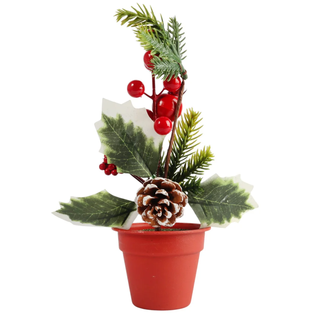 Dekoracja Bożonarodzeniowa z Szyszką i Jarzębiną w Doniczce 23 cm — zdjęcie 2