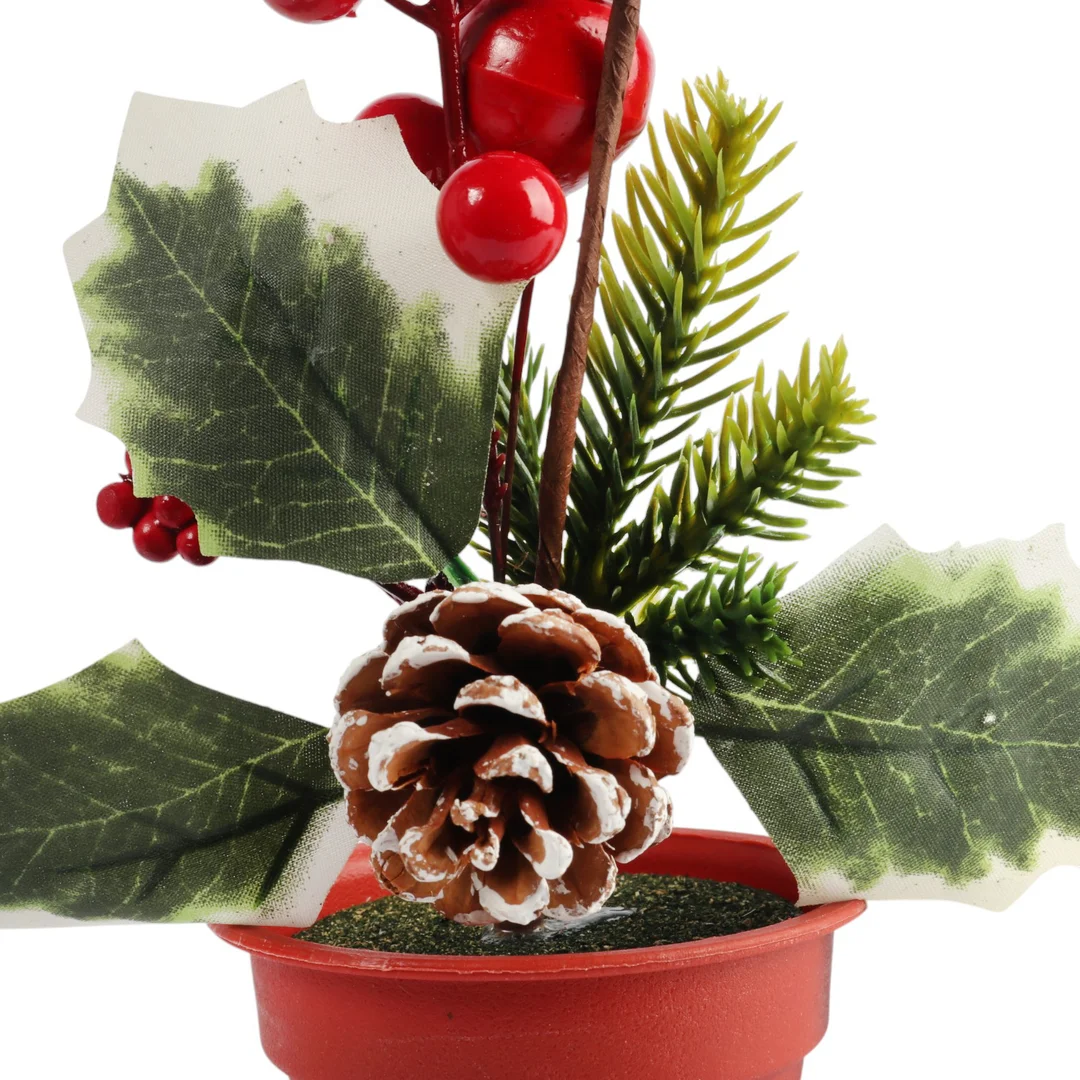 Dekoracja Bożonarodzeniowa z Szyszką i Jarzębiną w Doniczce 23 cm — zdjęcie 4