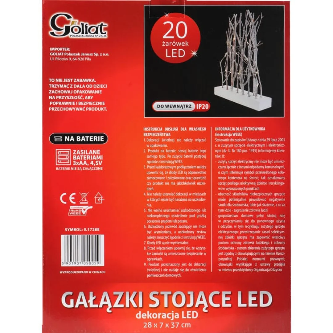 Dekoracja - gałązki z lampkami LED 28 cm — zdjęcie 2
