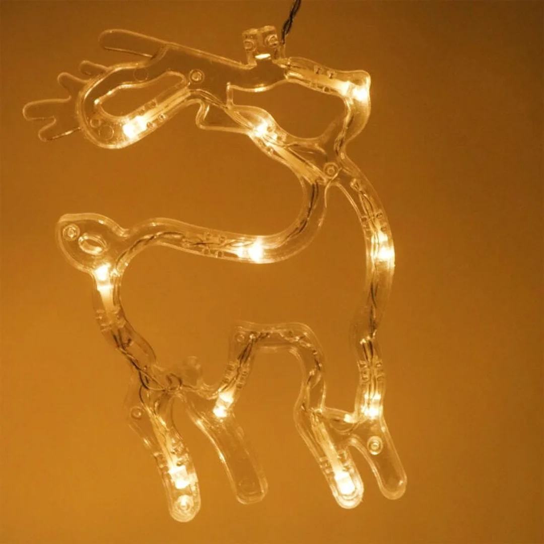 Dekoracja Świąteczna LED 138 świateł z Gwiazdkami, Dzwonkami i Reniferami Białe Światło — zdjęcie 5