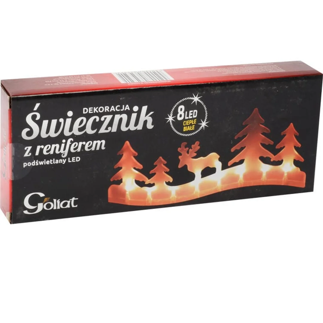 Dekoracja świetlna 8 led Świecznik z Reniferem na baterie — zdjęcie 2