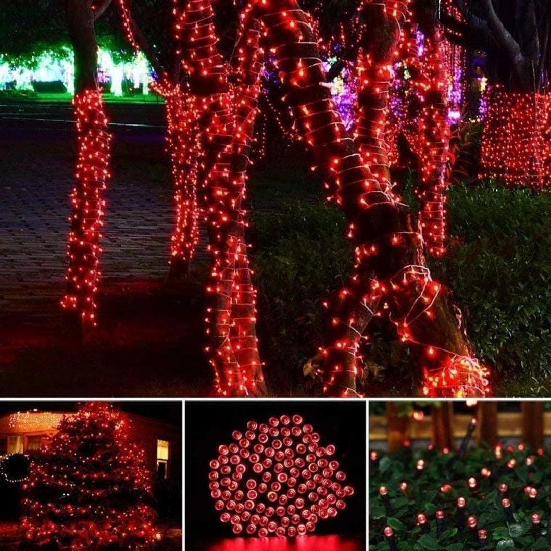Dekoracja Świetlna na Zewnątrz 100 LED Sople Czerwone z Dodatkowym Gniazdem IP44 — zdjęcie 4
