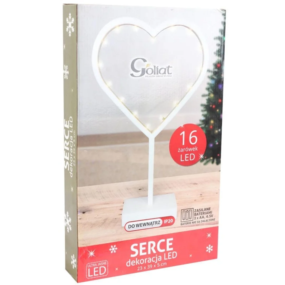 Dekoracja świetlna serce led 38 cm białe — zdjęcie 2