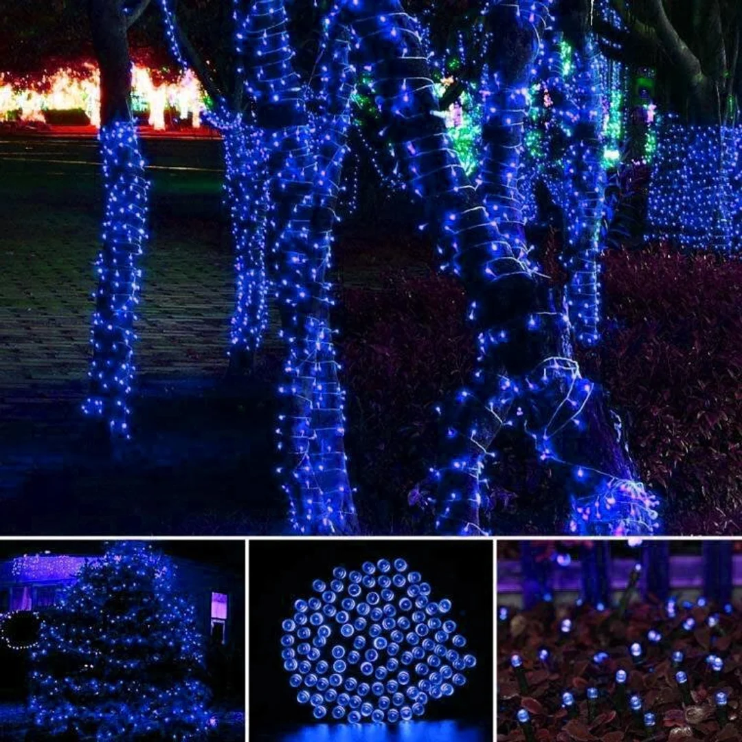 Dekoracja Świetlna Zewnętrzna Niebieska - 100 LED, Łączna, Wysoko Odporna na Warunki Atmosferyczne, Energooszczędna, z Gniazdem - IP44. — zdjęcie 4