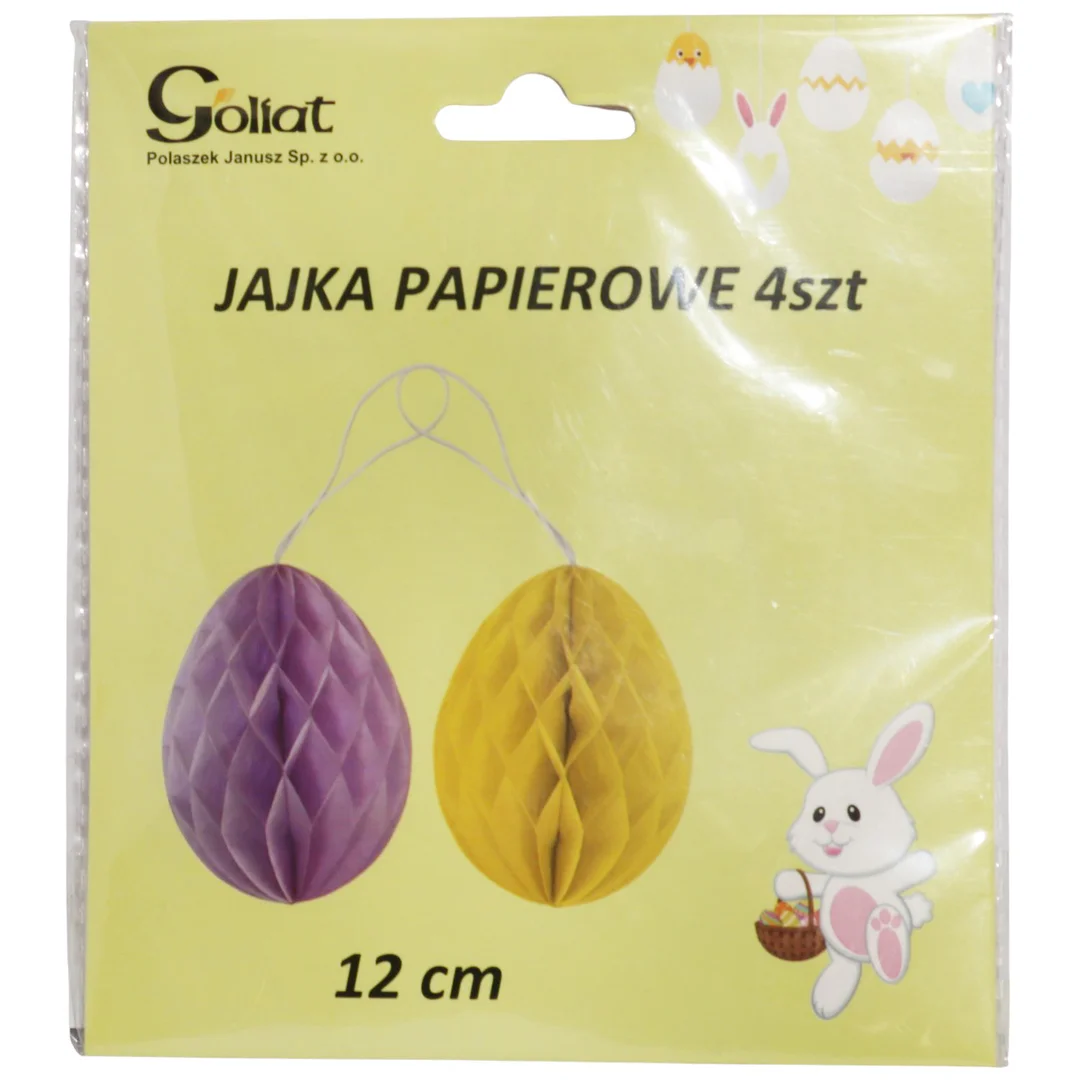 Dekoracyjne Kolorowe Papierowe Zawieszki JAJKA Pisanki Wielkanoc 4 szt. — zdjęcie 2