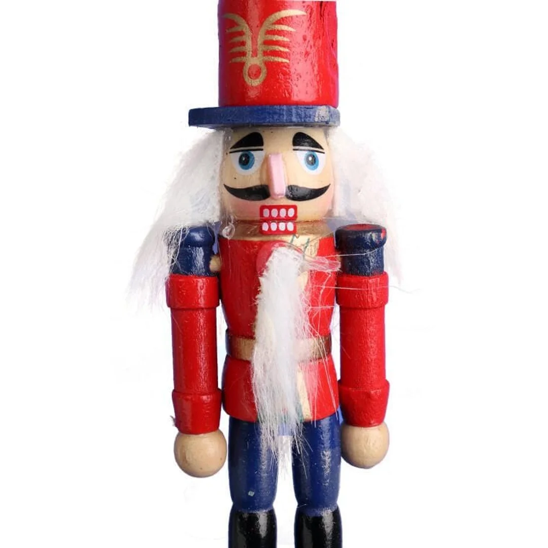 Drewniana Figurka Dziadka do Orzechów, Zawieszka Świąteczna, Wysokość 12,5 cm, Czerwona, Nr 2 — zdjęcie 2
