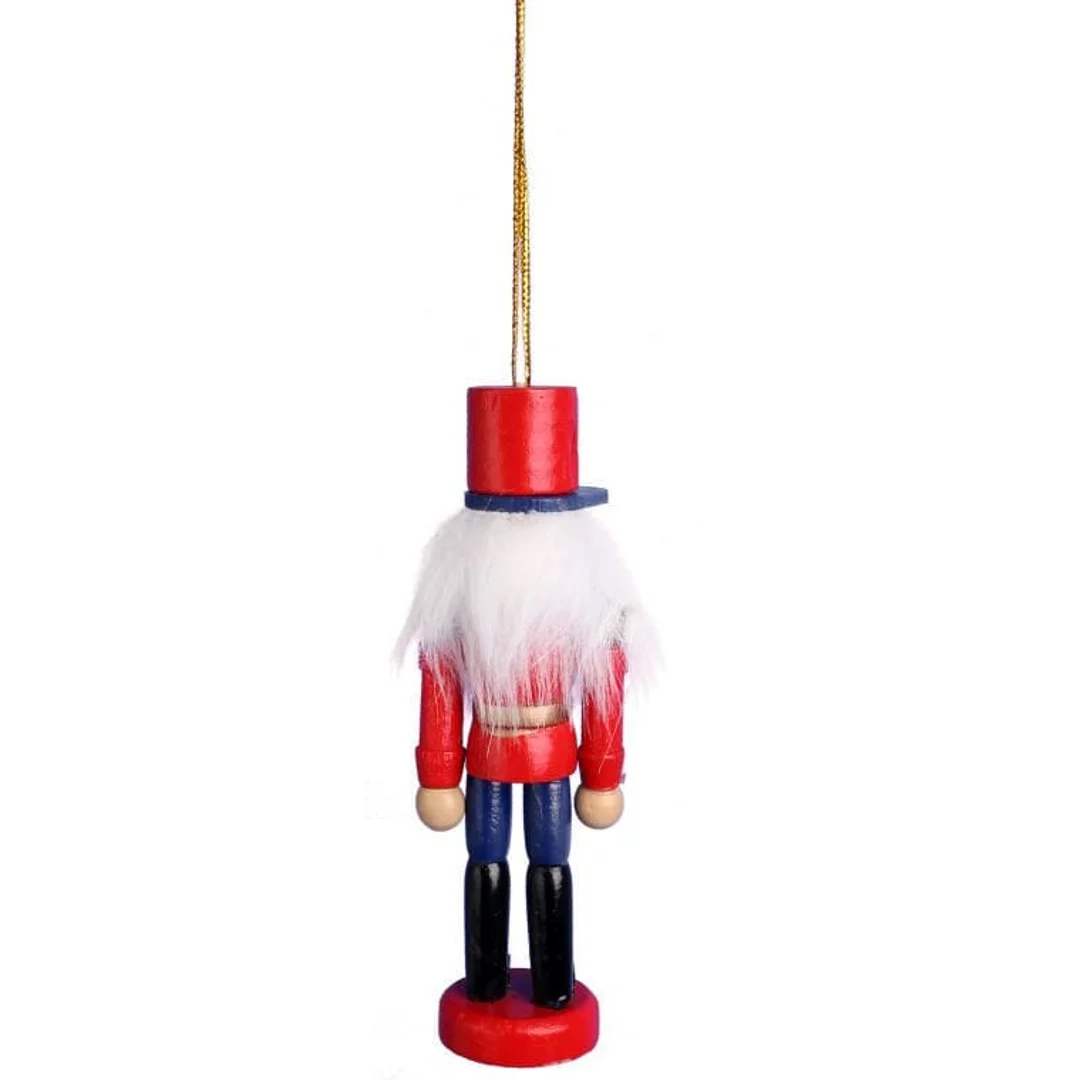 Drewniana Figurka Dziadka do Orzechów, Zawieszka Świąteczna, Wysokość 12,5 cm, Czerwona, Nr 2 — zdjęcie 3