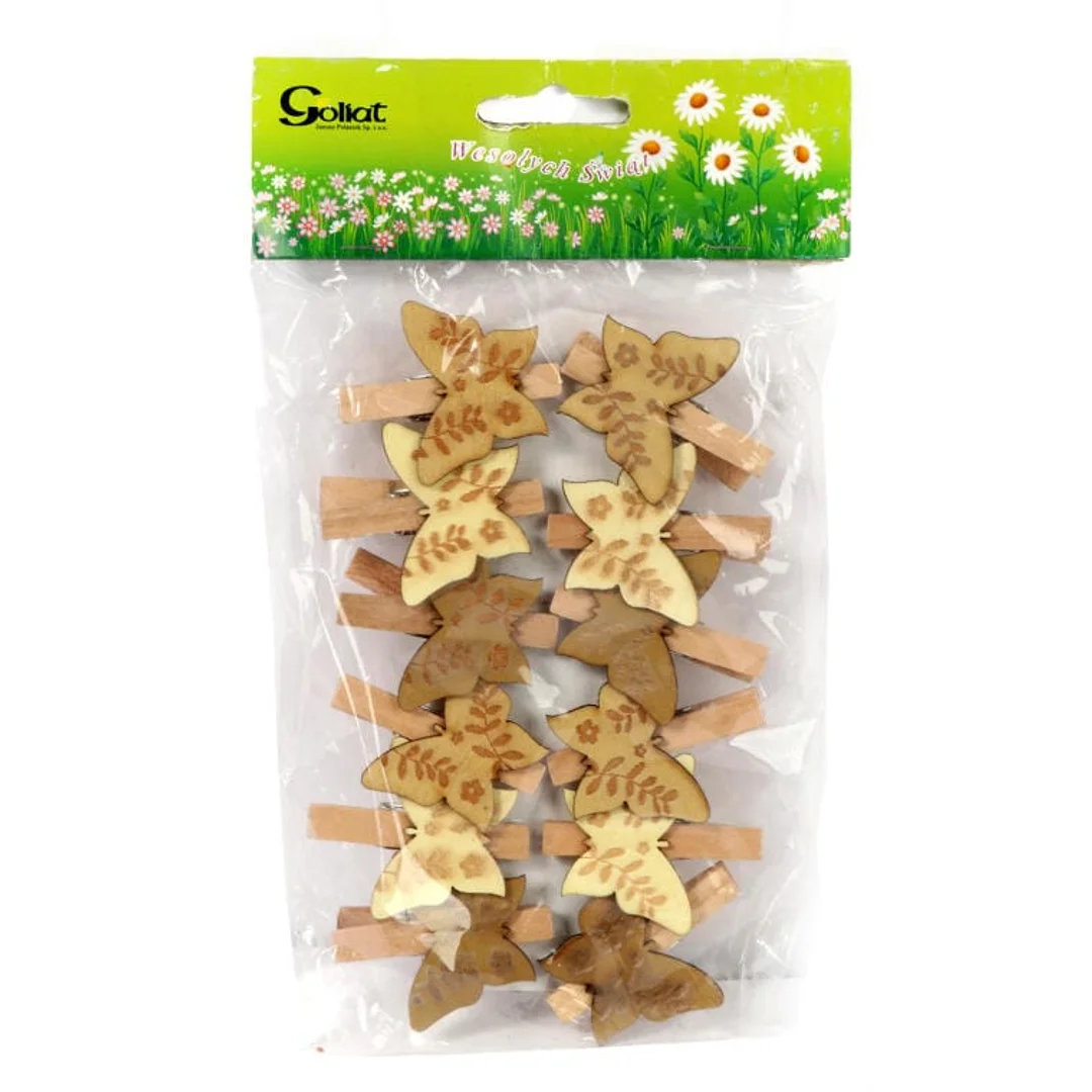 Drewniane Klamry Dekoracyjne w Kształcie Motyli - 12 Sztuk, 4,5 cm, Wielkanoc, Wiosna — zdjęcie 2