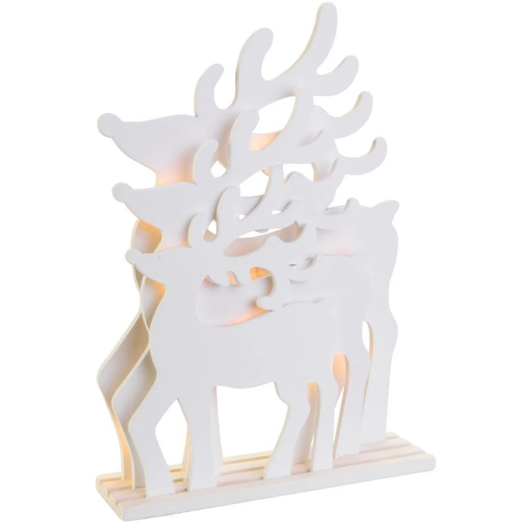 Drewniany Renifer 3D z Lampkami LED do Dekoracji Wnętrz — zdjęcie 2