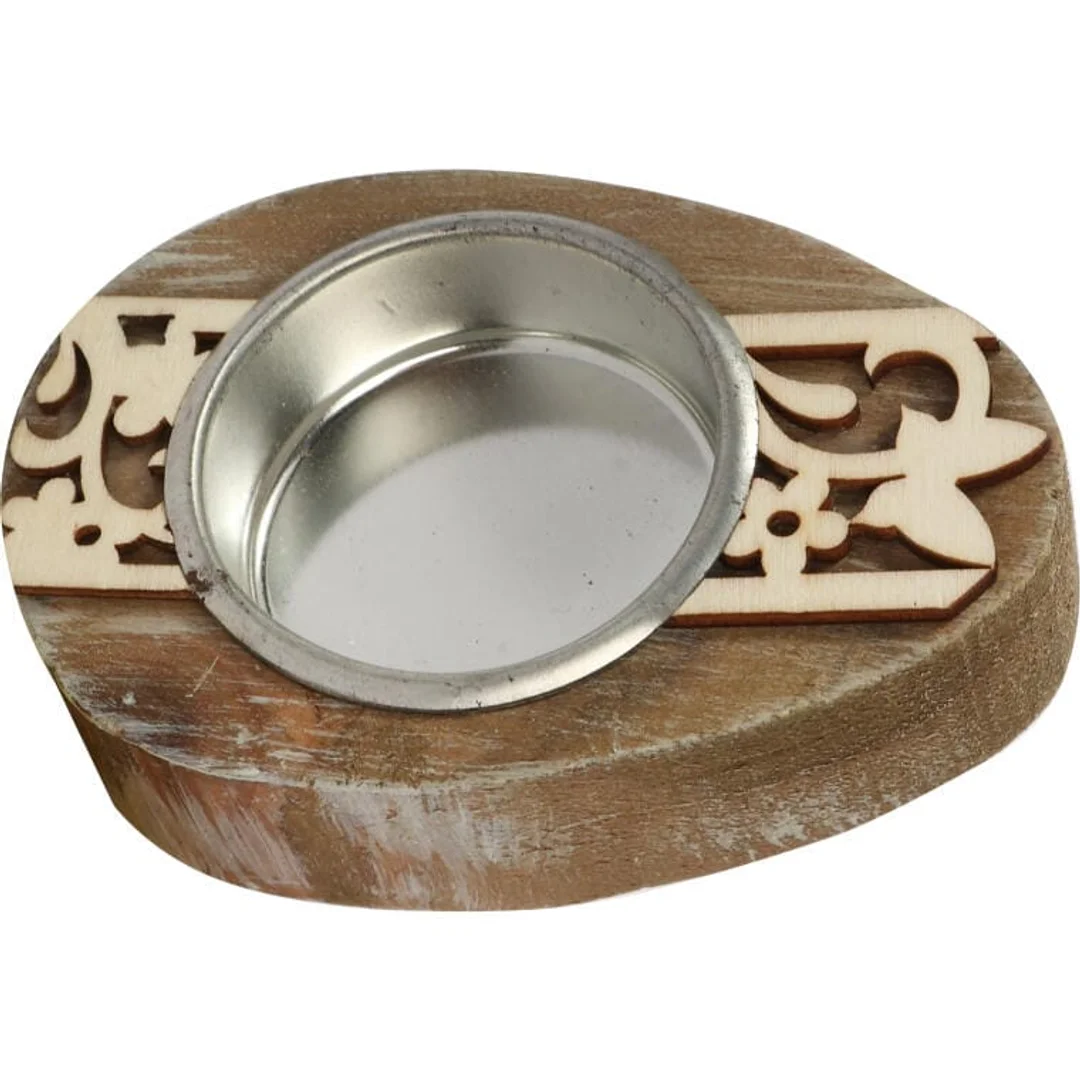 Drewniany świecznik na tealight w kształcie jajka Wielkanocnego, brązowy, 8 cm — zdjęcie 3